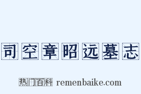 司空章昭远墓志是什么意思的图片